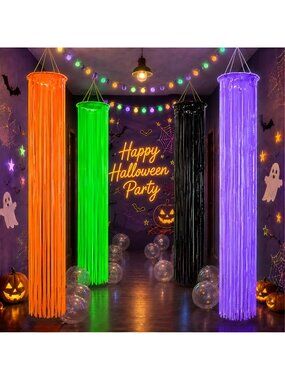 Halloween Party Decorations Halloween Glow in The Dark Foil Fringe Curtains